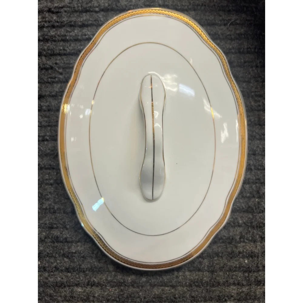 Vintage Vista Alegre Portugal White and Gold Tureen Serving Dish with Lid